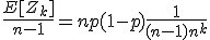 \frac{E[Z_k]}{n-1}=np(1-p)\frac{1}{(n-1)n^k}